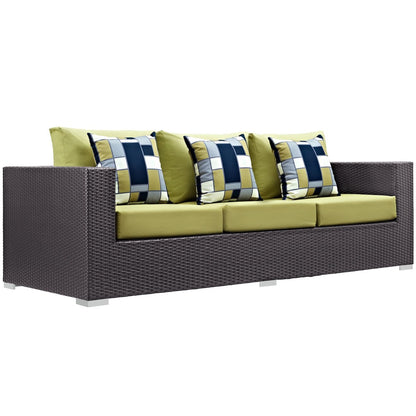 Convene Nine PCS Outdoor Patio Sofa Set, Green, Rattan 11067