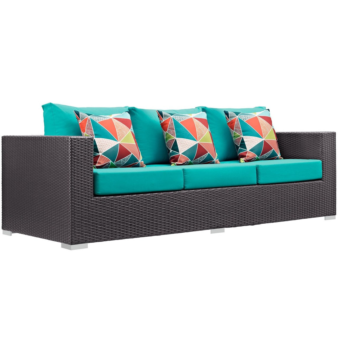 Convene Nine PCS Outdoor Patio Sofa Set, Blue, Rattan 11069