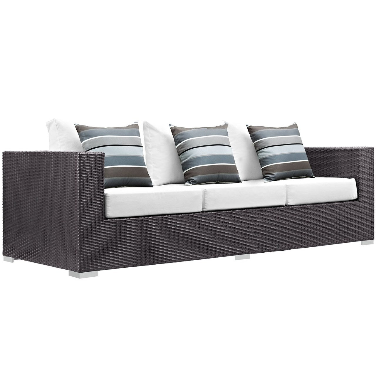 Convene Nine PCS Outdoor Patio Sofa Set, White, Rattan 11070