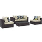 Convene Five PCS Outdoor Patio Sectional Set, Beige, Rattan 11071