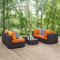 Convene Five PCS Outdoor Patio Sectional Set, Orange, Rattan 11073