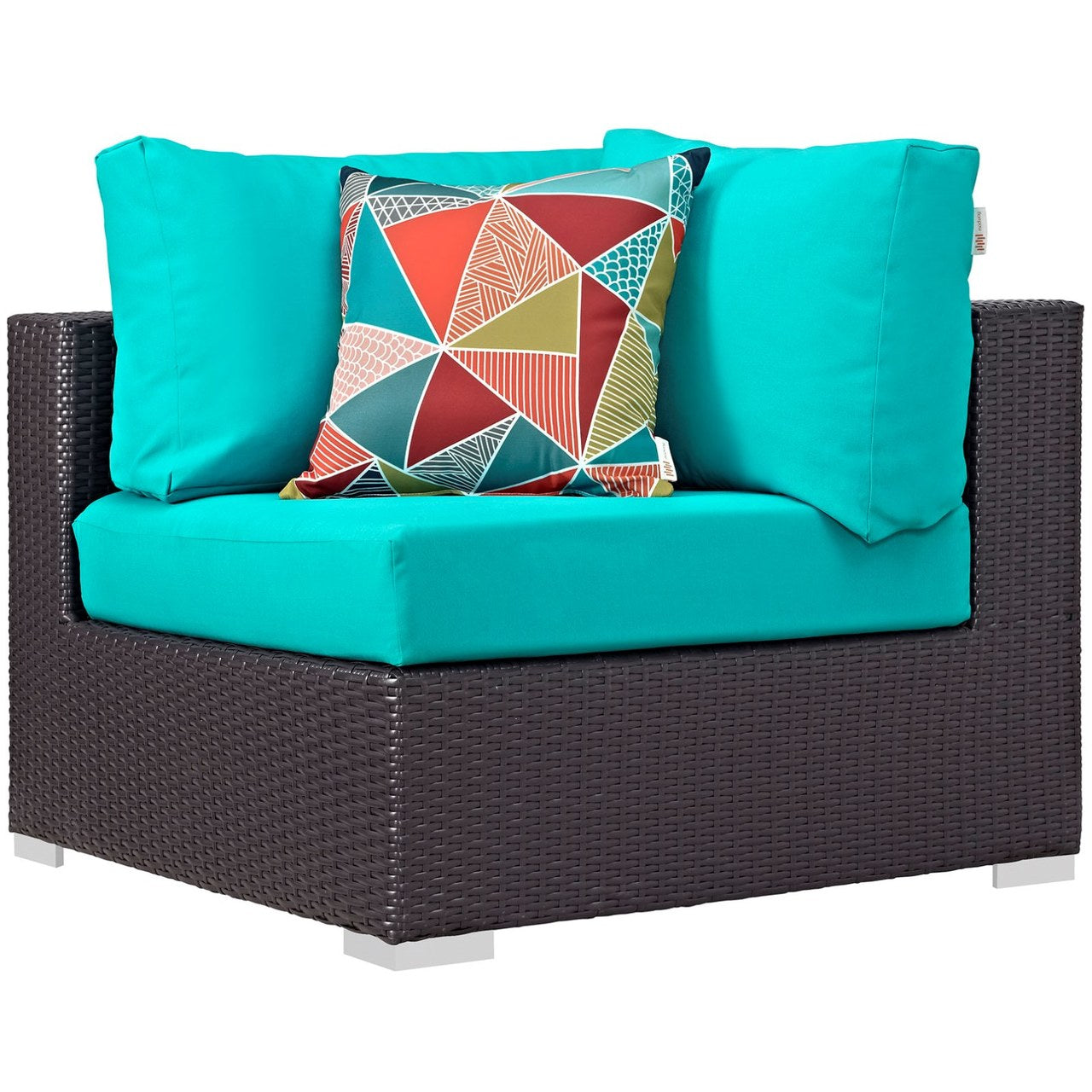 Convene Five PCS Outdoor Patio Sectional Set, Blue, Rattan 11076