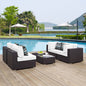 Convene Five PCS Outdoor Patio Sectional Set, White, Rattan 11077