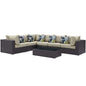 Convene Seven PCS Outdoor Patio Sectional Set, Beige, Rattan 11085