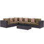 Convene Seven PCS Outdoor Patio Sectional Set, Brown, Rattan 11086
