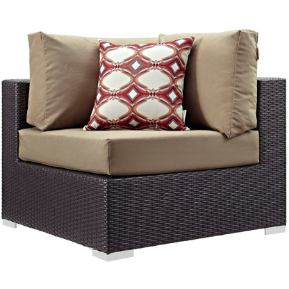 Convene Seven PCS Outdoor Patio Sectional Set, Brown, Rattan 11086