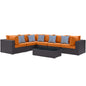 Convene Seven PCS Outdoor Patio Sectional Set, Orange, Rattan 11087