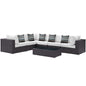 Convene Seven PCS Outdoor Patio Sectional Set, White, Rattan 11091