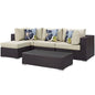 Convene Five PCS Outdoor Patio Sectional Set, Beige, Rattan 11092
