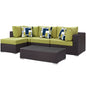 Convene Five PCS Outdoor Patio Sectional Set, Green, Rattan 11095