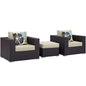 Convene Three PCS Outdoor Patio Sofa Set, Beige, Rattan 11099