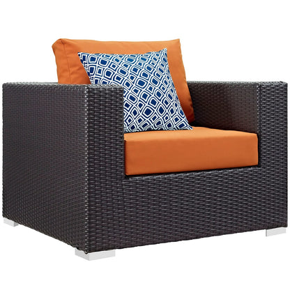 Convene Three PCS Outdoor Patio Sofa Set, Orange, Rattan 11101