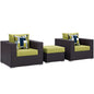 Convene Three PCS Outdoor Patio Sofa Set, Green, Rattan 11102