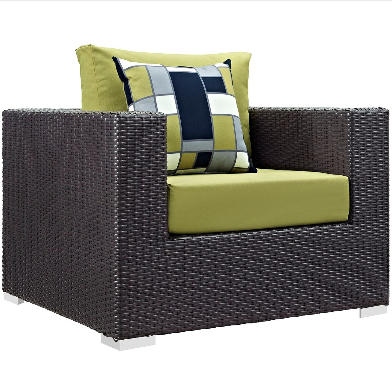Convene Three PCS Outdoor Patio Sofa Set, Green, Rattan 11102