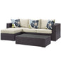 Convene 3 Piece Outdoor Patio Sofa Set, Rattan, Wicker, Dark Brown Beige, 18114
