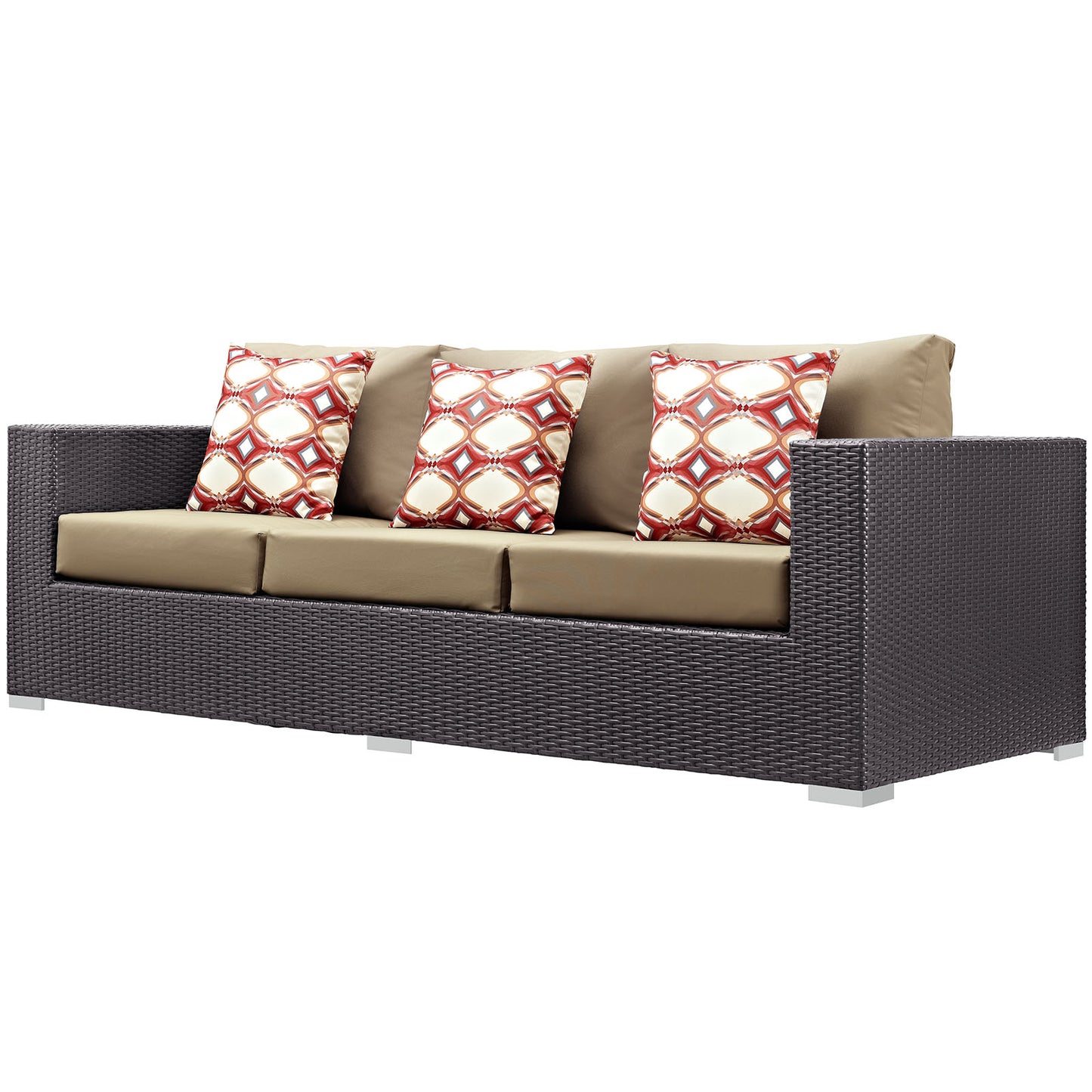 Convene 3 Piece Outdoor Patio Sofa Set, Rattan, Wicker, Dark Brown Brown, 18115