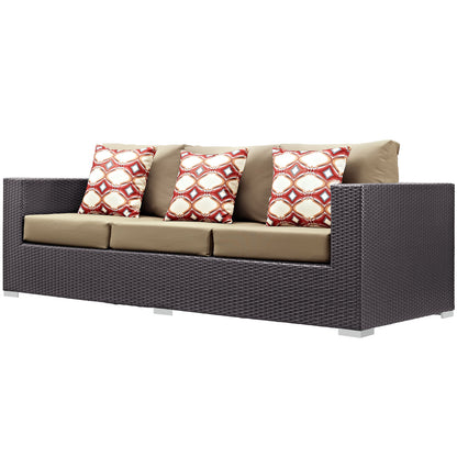 Convene 3 Piece Outdoor Patio Sofa Set, Rattan, Wicker, Dark Brown Brown, 18115