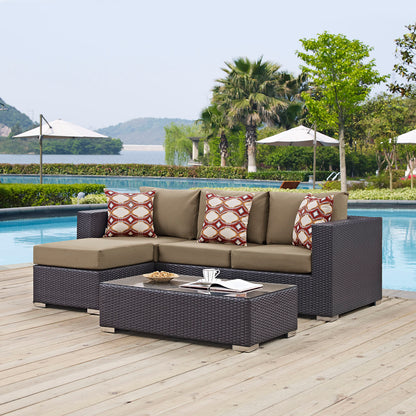 Convene 3 Piece Outdoor Patio Sofa Set, Rattan, Wicker, Dark Brown Brown, 18115