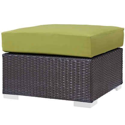 Convene 3 Piece Outdoor Patio Sofa Set, Rattan, Wicker, Dark Brown Green, 18117