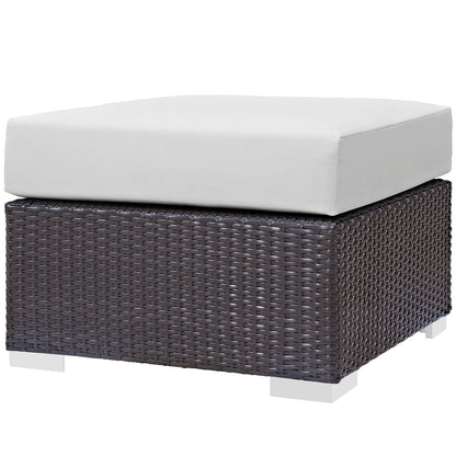 Convene 3 Piece Outdoor Patio Sofa Set, Rattan, Wicker, Dark Brown White, 18120