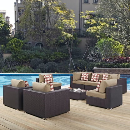 Convene Eight PCS Outdoor Patio Sectional Set, Brown, Rattan 11107