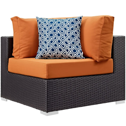 Convene Eight PCS Outdoor Patio Sectional Set, Orange, Rattan 11108