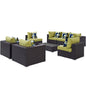 Convene Eight PCS Outdoor Patio Sectional Set, Brown, Rattan 11109