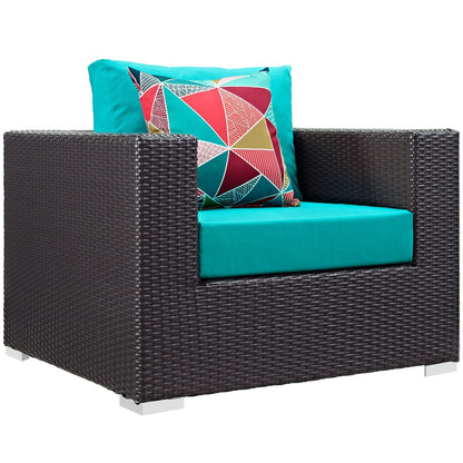 Convene Eight PCS Outdoor Patio Sectional Set, Blue, Rattan 11111