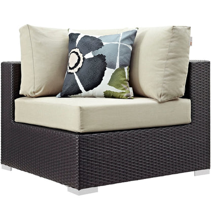 Convene Eight PCS Outdoor Patio Sectional Set, Beige, Rattan 11113