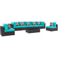Convene Eight PCS Outdoor Patio Sectional Set, Blue, Rattan 11118