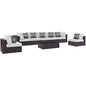 Convene Eight PCS Outdoor Patio Sectional Set, White, Rattan 11119