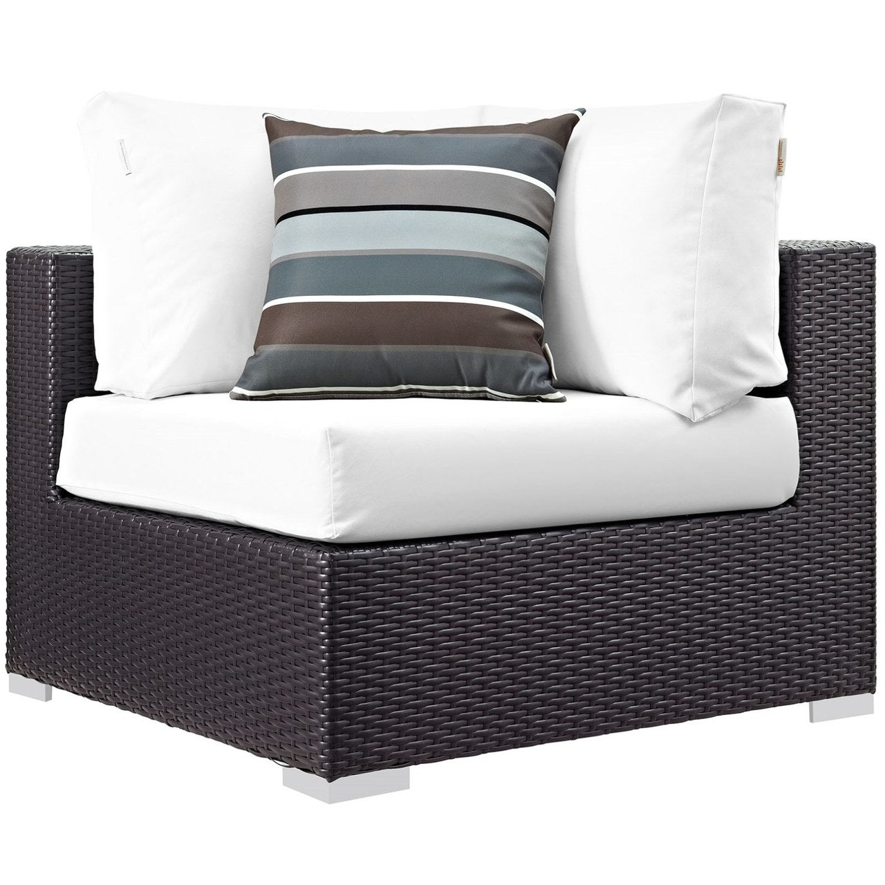 Convene Eight PCS Outdoor Patio Sectional Set, White, Rattan 11119