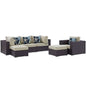 Convene Six PCS Outdoor Patio Sectional Set, Beige, Rattan 11120