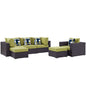 Convene Six PCS Outdoor Patio Sectional Set, Green, Rattan 11123