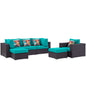 Convene Six PCS Outdoor Patio Sectional Set, Blue, Rattan 11125