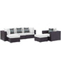 Convene Six PCS Outdoor Patio Sectional Set, White, Rattan 11126