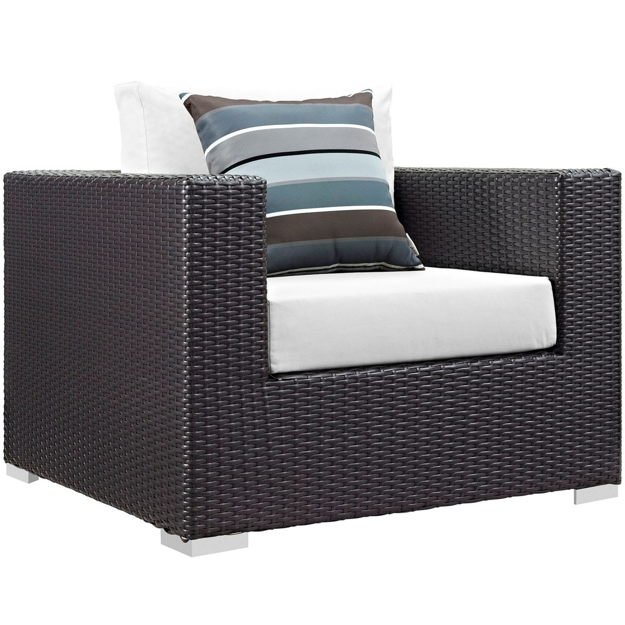 Convene Six PCS Outdoor Patio Sectional Set, White, Rattan 11126