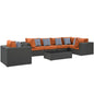 Sojourn Seven PCS Outdoor Patio Sunbrella Sectional Set, Orange, Rattan 11129