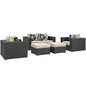 Sojourn Five PCS Outdoor Patio Sunbrella Sectional Set, Beige, Rattan 11130