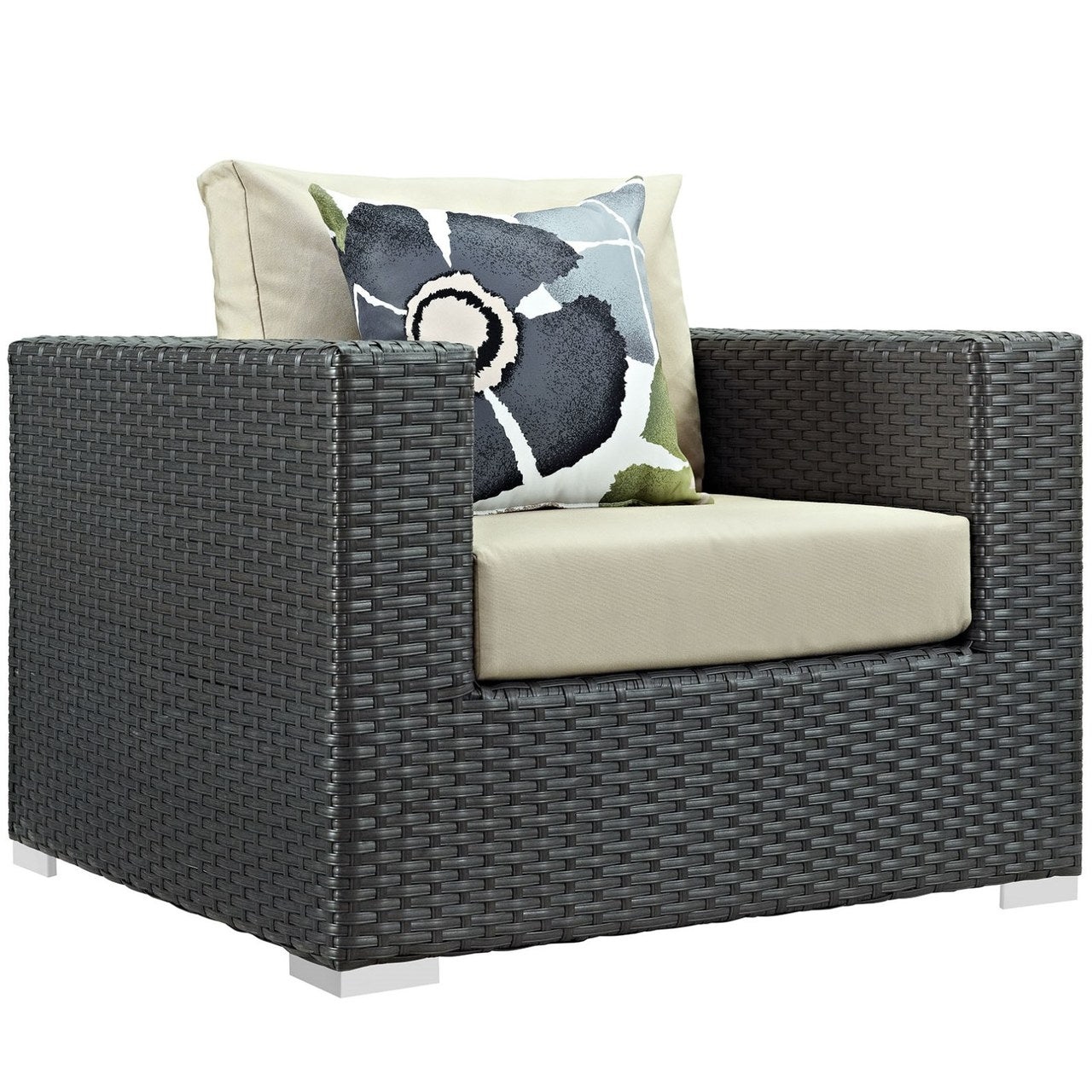 Sojourn Five PCS Outdoor Patio Sunbrella Sectional Set, Beige, Rattan 11130