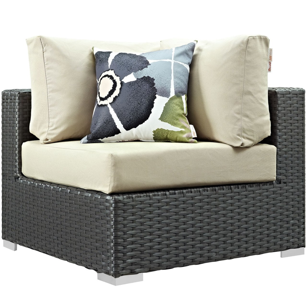 Sojourn Five PCS Outdoor Patio Sunbrella Sectional Set, Beige, Rattan 11139