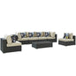 Sojourn Seven PCS Outdoor Patio Sunbrella Sectional Set, Beige, Rattan 11142