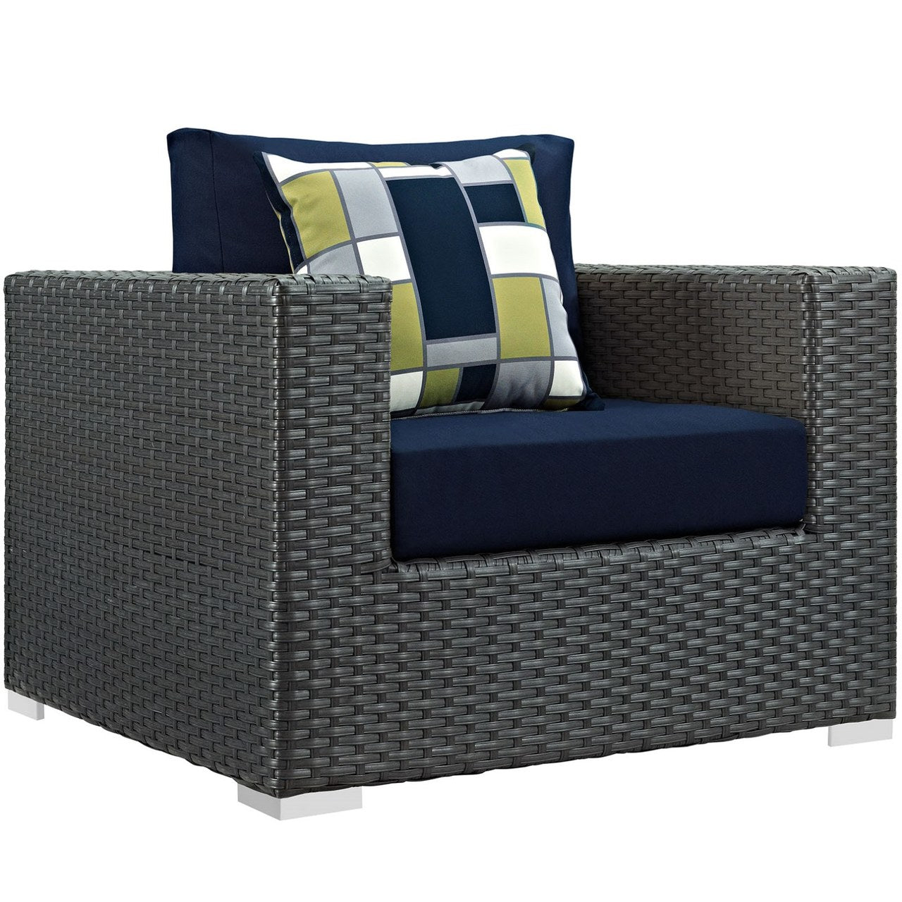 Sojourn Ten PCS Outdoor Patio Sunbrella Sectional Set, Navy, Rattan 11155