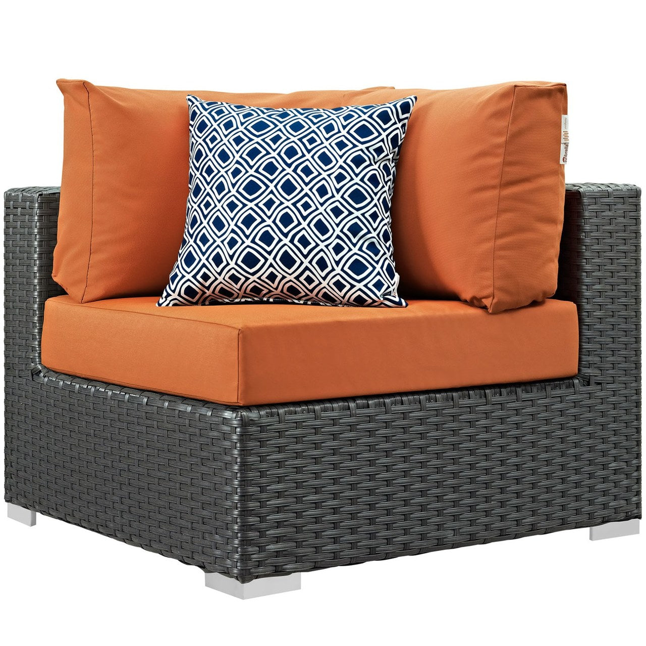 Sojourn Five PCS Outdoor Patio Sunbrella Sectional Set, Orange, Rattan 11162