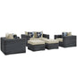Summon Five PCS Outdoor Patio Sunbrella Sectional Set, Beige, Rattan 11169
