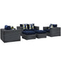 Summon Five PCS Outdoor Patio Sunbrella Sectional Set, Navy, Rattan 11170