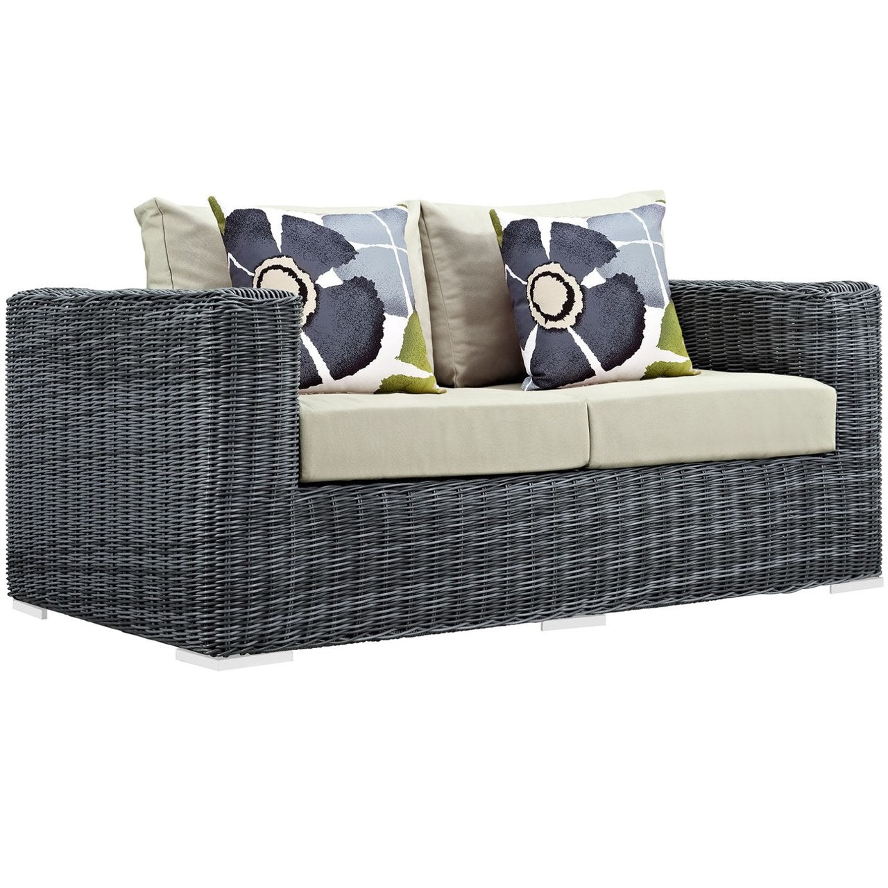 Summon Eight PCS Outdoor Patio Sunbrella Sectional Set, Beige, Rattan 11172