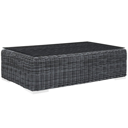 Summon Five PCS Outdoor Patio Sunbrella Sectional Set, Navy, Rattan 11179