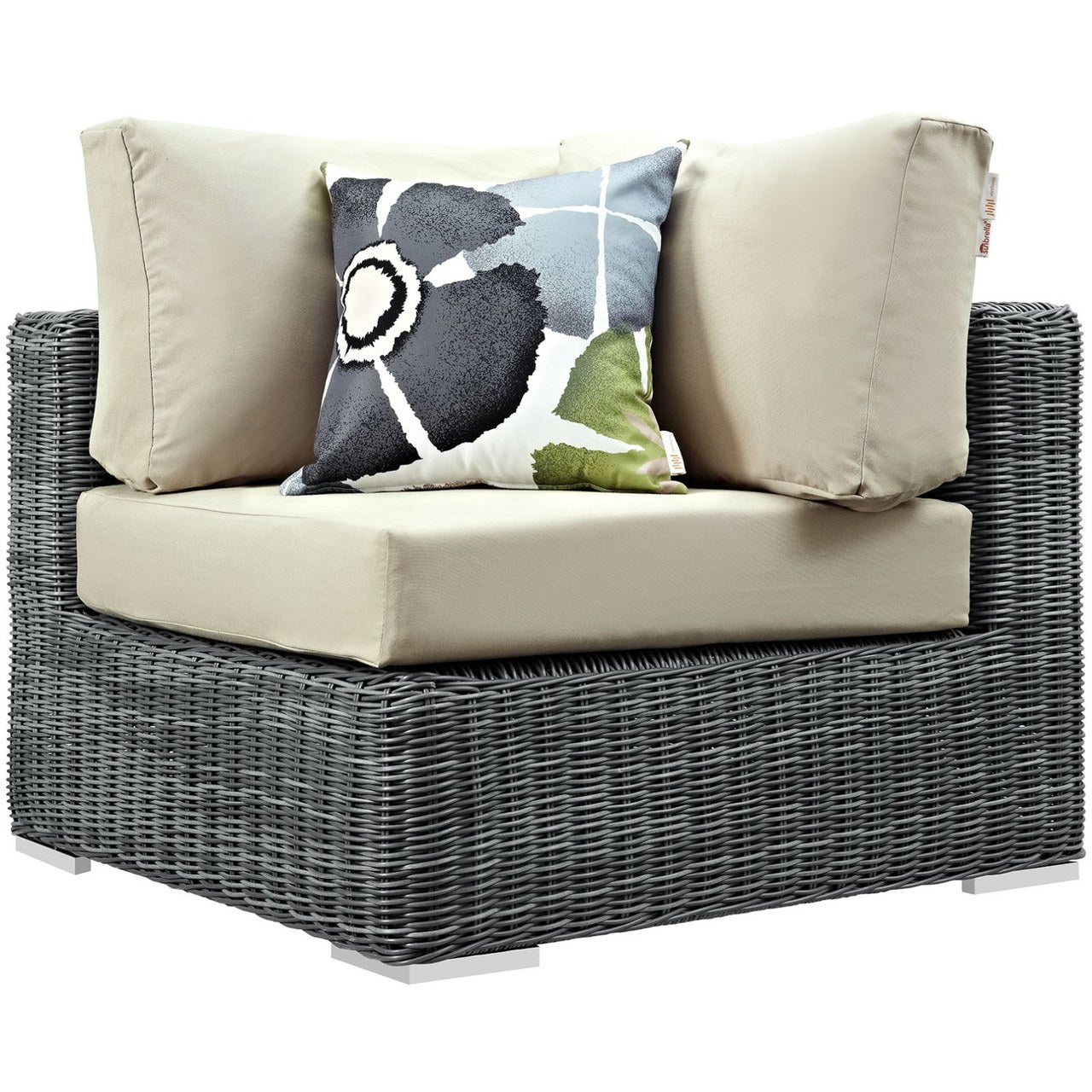 Summon Seven PCS Outdoor Patio Sunbrella Sectional Set, Beige, Rattan 11181