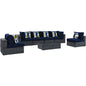 Summon Seven PCS Outdoor Patio Sunbrella Sectional Set, Navy, Rattan 11182